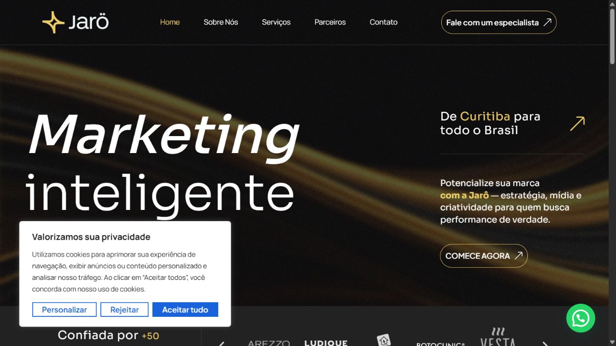 Projeto Agência Jarô desenvolvido pela Gravita Labs