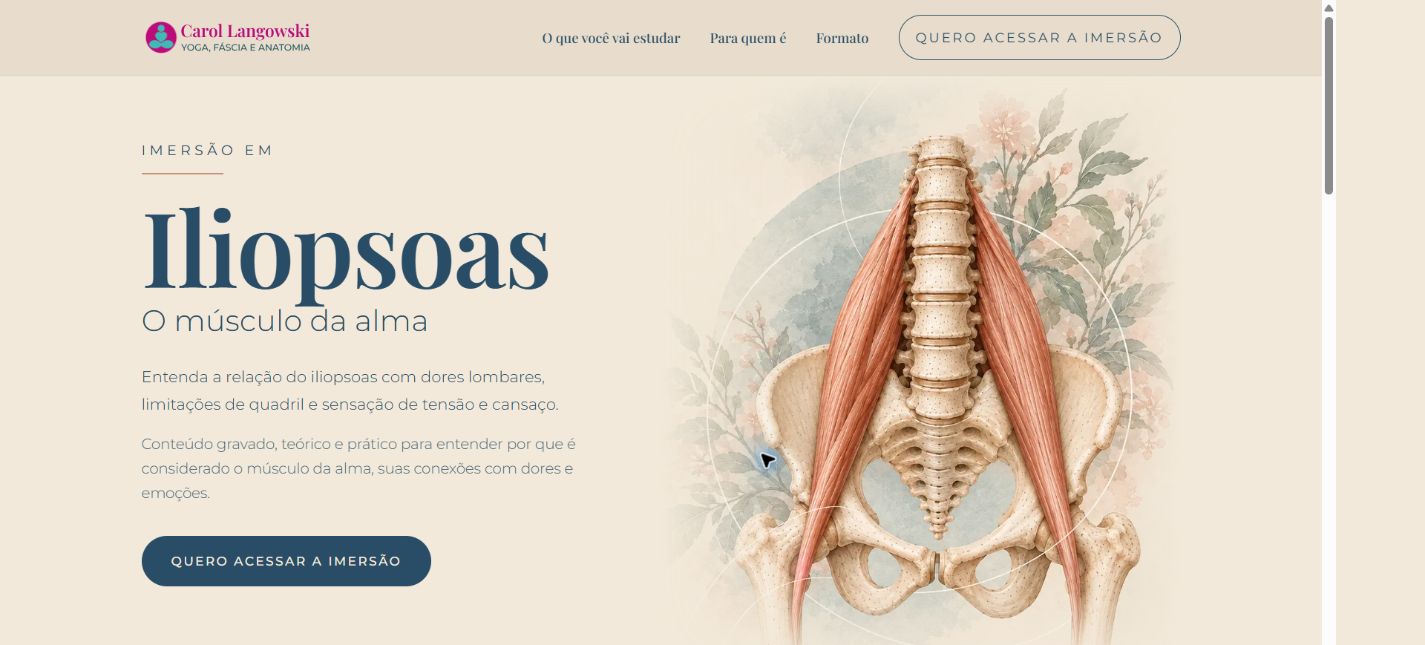 Projeto Imersão em Iliopsoas desenvolvido pela Gravita Labs